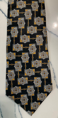 Zylos Men's Designer Necktie Black Beige Multi 57 Inches Silke NTH