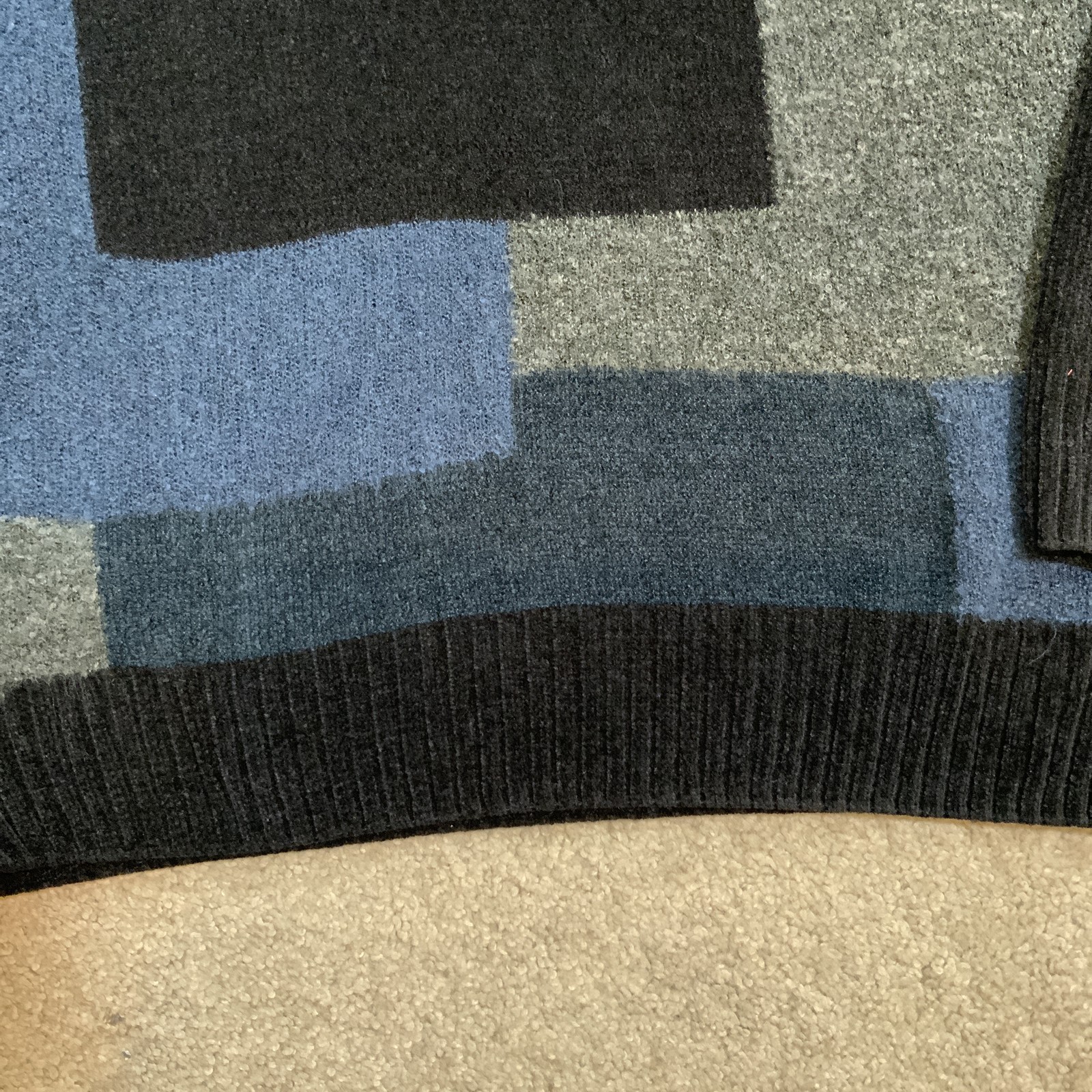 Dockers Blue Patchwork Crew Neck Long Sleeve Pull… - image 5