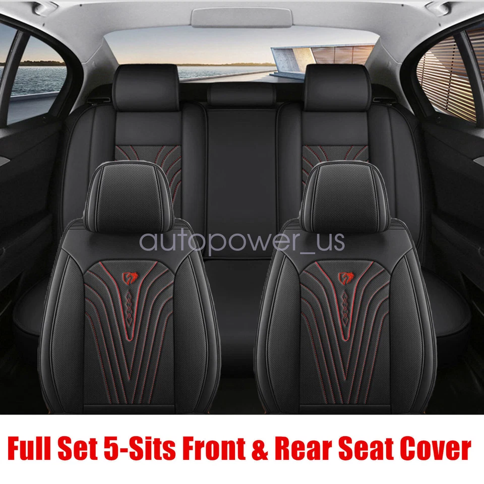 For Toyota Corolla Car 5-Seat Covers Premium Leather Full Set Cushion Black Foto 4 de 4