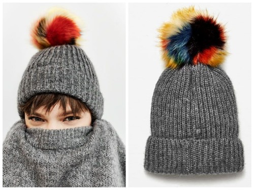 zara pom pom beanie