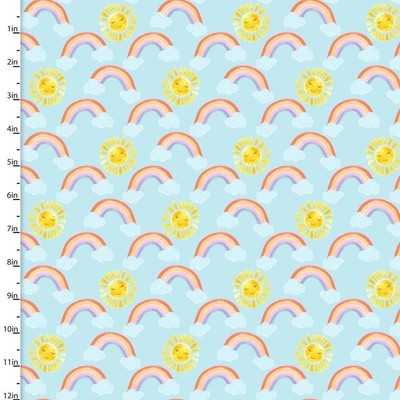 Pixie Dust Rise and Shine Blue Flannel Fabric