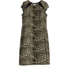 Vfemago Women’s Sleeveless Leopard Print Side Zip Midi Dress Size 20
