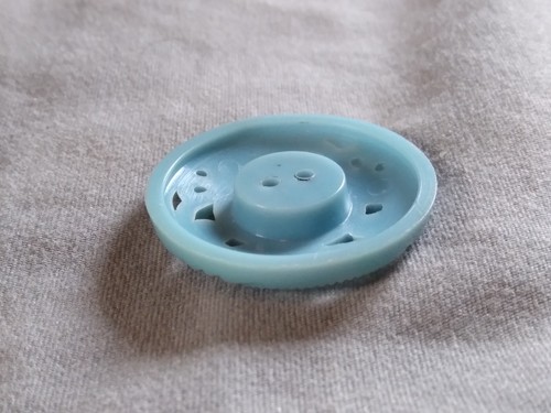 Vintage Pierced Blue Plastic Button. - Picture 11 of 12