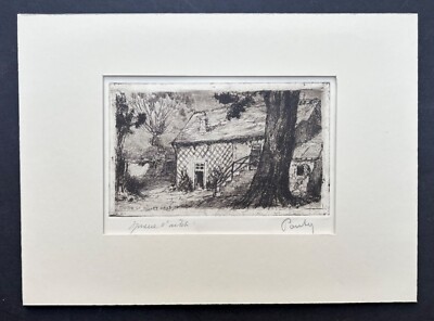 Signierte Original Radierung - Heimat von Jean Francois Hirse in Barbizon Frankreich 1923