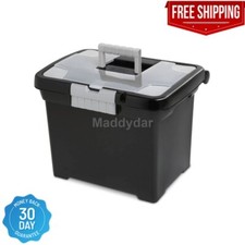Sterilite Portable File Box, Plastic, Black