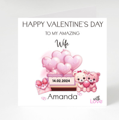 Personalisierte Valentinstagskarte, Happy Valentinstag Karte für Freund, Frau