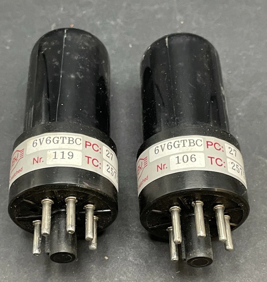 Dois tubos de vácuo de rubi 6V6GTBC cada - Imagem 3 de 4