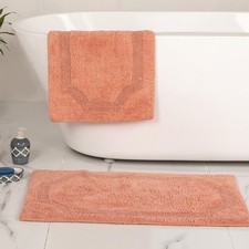 Set of 2 Reversible Bath Rug 20x32 inch -17x24 inch 100 Cotton Hand Tufted...