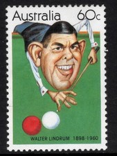 AUSTRALIA 1981 SPORTS PERSONALITIES  60c WALTER LINDRUM STAMP VFU