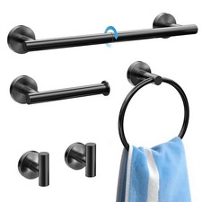 Matte Black 5 Piece Bathroom Hardware Set, SUS304 Stainless Steel Bath Towel ...