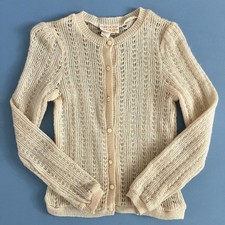 Vintage Center Stage Cardigan Cream Dainty Knit Classic Button Up Sweater Medium
