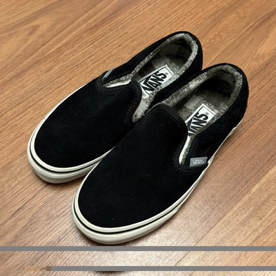 VANS Classic Slip-On Youth Black Suede Casual Shoes Rubber Sole US 3