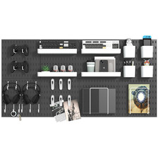 Pegboard Combination Kit, 8 Peg Boards and 30 Accessories Modular Hanging Black 