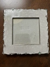 Metal Miniature Picture Frame With Shiny Metal Edging Of Scrolled Flowers