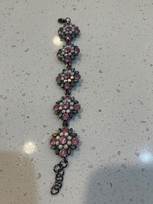 Vintage Bracelet Produced by SNK CO Layered Crystal Cluster  Design