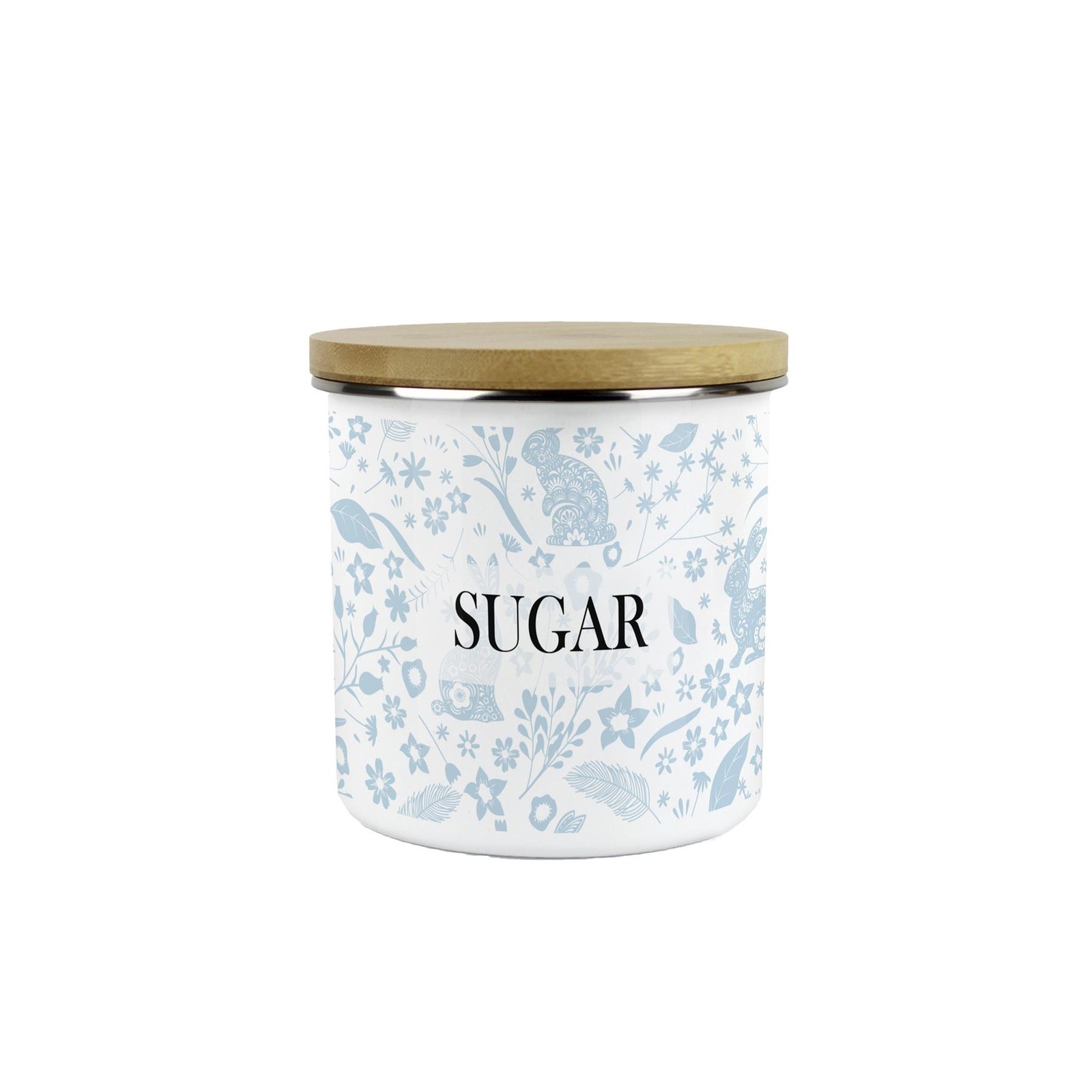 Wild Rabbits Sugar Canister - Blue Enamel Kitchen Storage Gifts