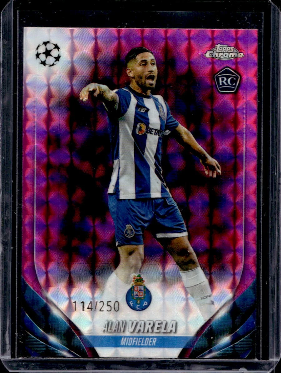Alan Varela 2023-24 Topps Chrome UEFA #55 Rookie Pink Geometric Rookie /250