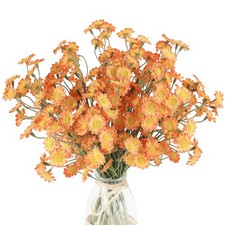 24pcs Burnt Orange Small Artificial Flowers Faux Silk Daisies Fake Wildflower...