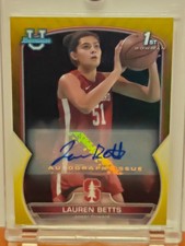 2022-23 Bowman Chrome University Autograph Yellow 60/75 Lauren Betts