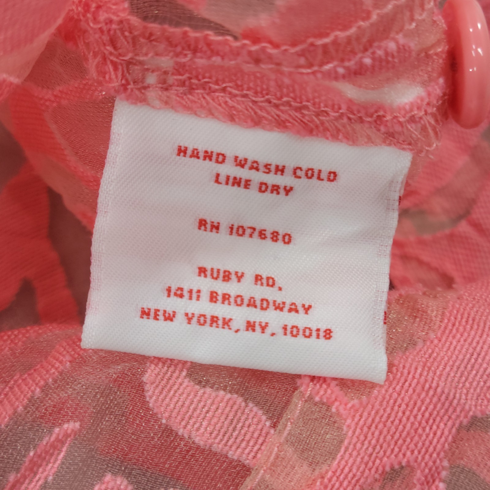 Ruby Rd Pink Burnout Sheer Button Front Blouse So… - image 6