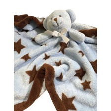 Baby Gear Blue Teddy Bear Star Security Blanket Lovey 18x18 Brown Stars SKU-E