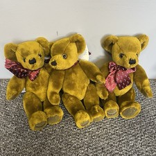 Lot of 3 Vintage Merrythought Teddy Bear Plush 10" Mohair Ironbridge Gold