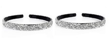 Jowxsx 2Pcs Rhinestone Headband Handmade Vintage Crystal Pearl Hairbands