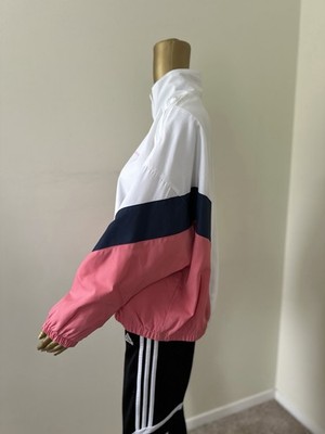 adidas neo Women's Colorblock Track Jacket XL White Pink Navy Full