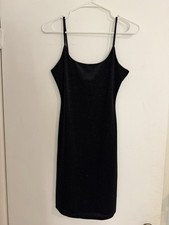 Windsor Black Velvet Sheath Dress Sleeveless Knee Length Women’s Size M