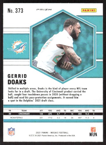 1112I 2021 Panini Mosaic #373 Gerrid Doaks Prizm Green - Picture 2 of 2