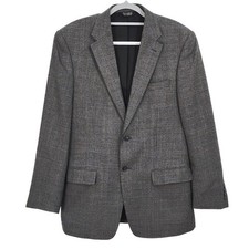 Jos A Bank Traveler Collection 42L Wool Blazer Gray Houndstooth Sport Coat Mens