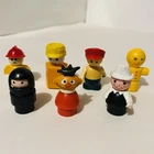 Lot of 7 Vintage plastic Fischer Price Little People Bert Fireman Indy