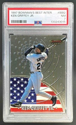 133243015 Ken Griffey Jr 1997 Bowman #BBI 2 International Best PSA 7