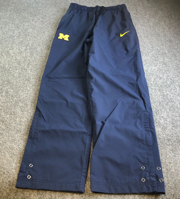 Nike Michigan Wolverines Pants Mens Medium Blue Windbreaker Rain Snap Storm-FIT