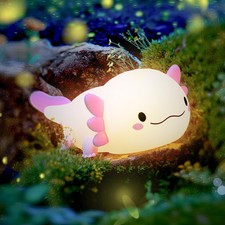 Axolotl Night Light for Kids,Animal Silicone Nursery Night Lamp, Rechargeable...