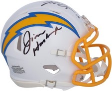 Justin Herbert and Jim Harbaugh Los Angeles Chargers Signed Speed Mini Helmet