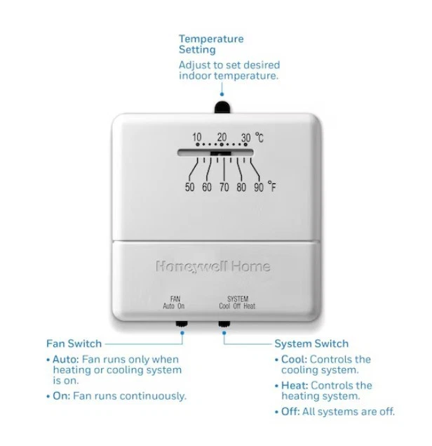 Honeywell Home 24-Volt Non-Programmable Thermostat Single-Stage Heating/Cooling - Image 3 of 3