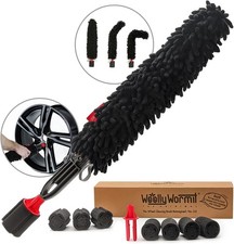 Wheel Cleaning Brush Car Detailing Kit - Rim Brush, Lug Nuts and Black, Red