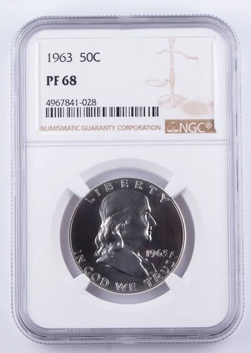 Certified 1963 Franklin Half Dollar NGC PF68 Proof Silver 50c