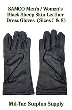 USGI SAMCO Men's/Women's Black Sheep Skin Leather Dress Gloves  Sizes 5  8 