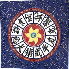UNIQUE HAND PAINTED NEEDLEPOINT CANVAS: CHINESE ZODIAC SYMBOLS BM