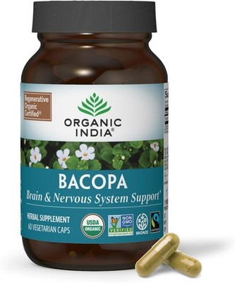 ORGANIC INDIA Bacopa Supplement - Bacopa Monnieri Organic, Brain, Focus, &