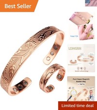 Chic Adjustable Copper Magnetic Bracelet and Ring Set - 2-Piece Gift for Women