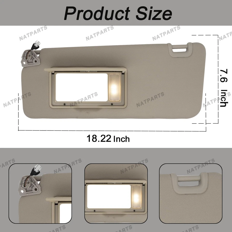 Left Driver Side Sun Visor w/ Light for Nissan Titan 2004-2024 96401-EZ70B - Image 4 of 4