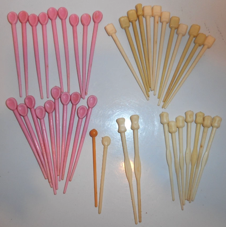 Lote de 42 alfileres rizadores vintage varios años 60 rosa blanco beige USADOS Foto 2 de 4