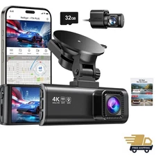 Dash Cam Front Rear, 4K/2.5K Full HD Dash Camera for Cars, Included 32GB Card...