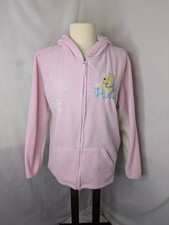 Y2K Ladies Disney Winnie the Pooh Pink Fleece Zip Up Hoodie sz XL