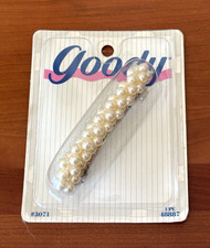 Vintage 1993 Goody 3071 3.25" Barrette Hair Clip White Pearl Glamorous
