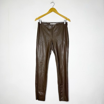 Raffaello Rossi Resa Faux Leather Pull ON Pants Size 36 US Small 6 Brown