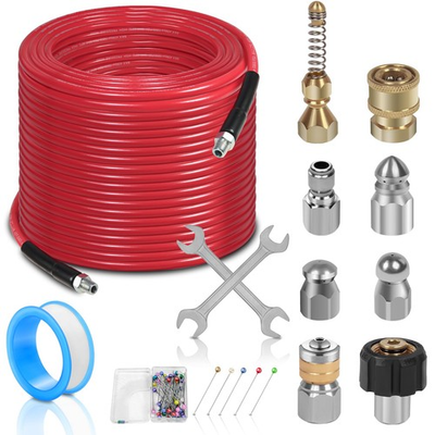 #ad #ad 100FT Sewer Jetter Kit for Pressure Washer 1 4#x27;#x27;NPT Drain Cleaner 100ft Red $58.71